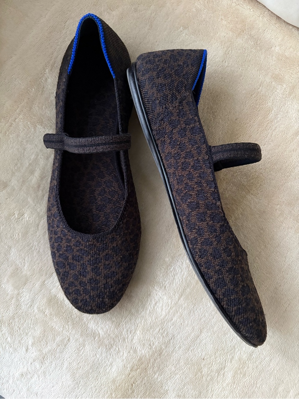 Rothy's Brown & Black Knit Mary Jane Flats